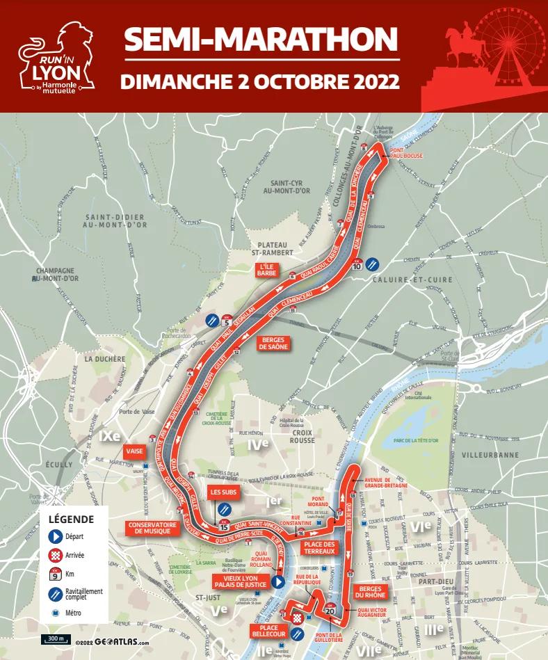 Lyon Half Marathon 2022 Course Map