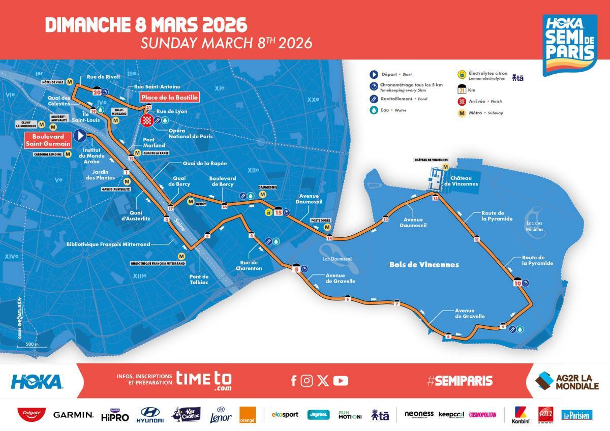 Paris Half Marathon 2026 Course Map